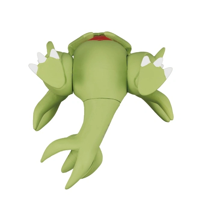  Green toy with white claws and tail-like appendages.