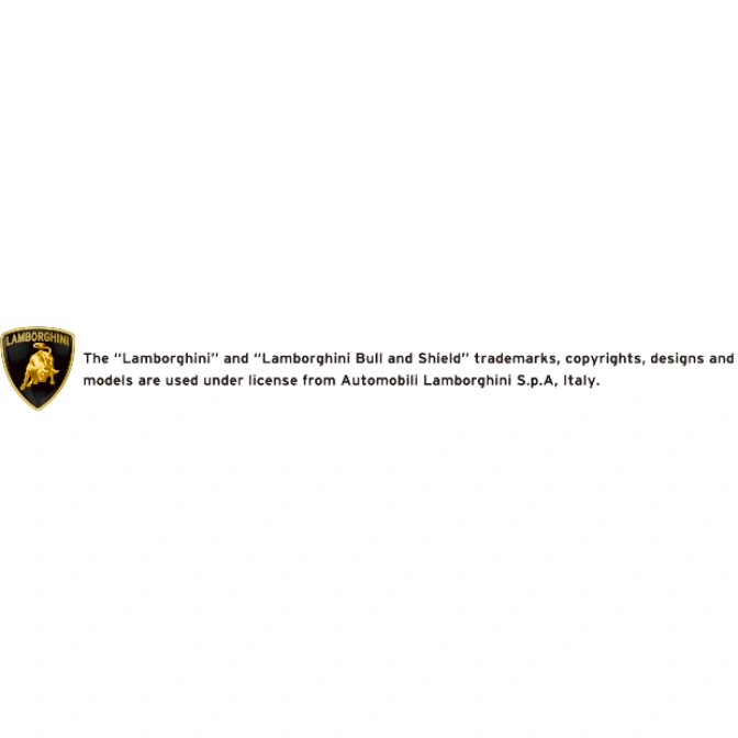  Lamborghini logo with bull and text about trademarks and copyrights.