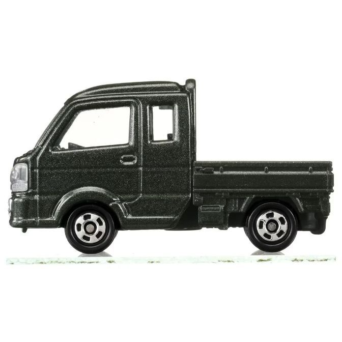  Dark green toy kei truck with a flatbed. Diecast model car.
