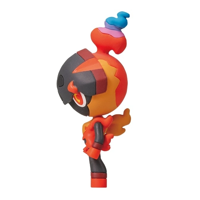  Tepig evolution Charcadet toy figure, red and black with flame details.
