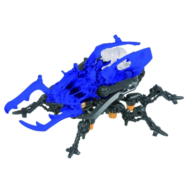 Blue and gray beetle-like toy with articulated legs and detailed exoskeleton.