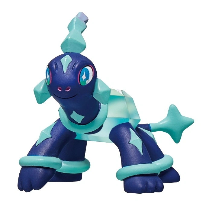 Diancie Pokemon toy figure, blue and teal, with a crystal body.