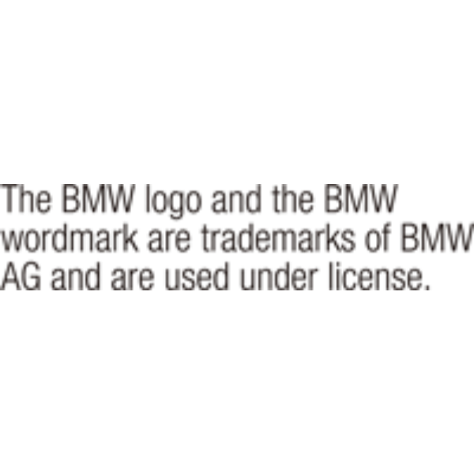  BMW logo and wordmark trademark notice: used under license from BMW AG.