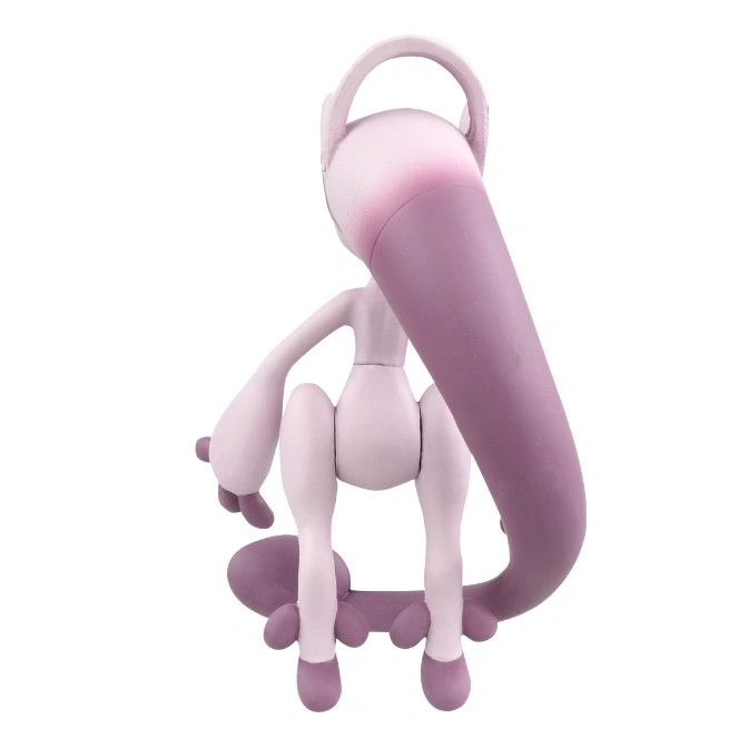  Mewtwo toy figure, back view, with purple tail and head details.