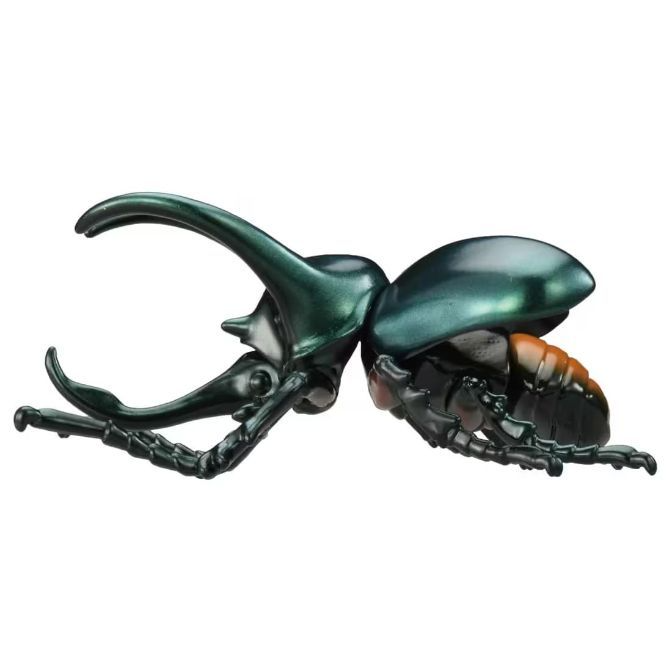  Green stag beetle toy with large mandibles and segmented abdomen.