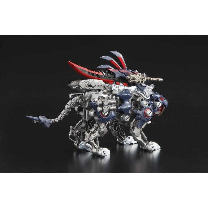 Zoids Liger Zero Empire Ver. model kit with red blades and a gun on its back.