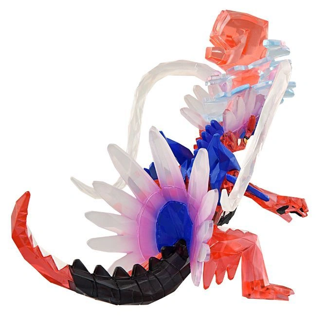  Translucent red and black toy monster with blue and white accents and a flower-like tail.