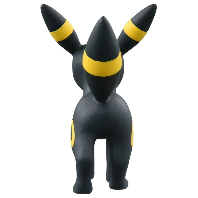  Umbreon figurine, rear view. Black body with yellow rings on ears and legs.