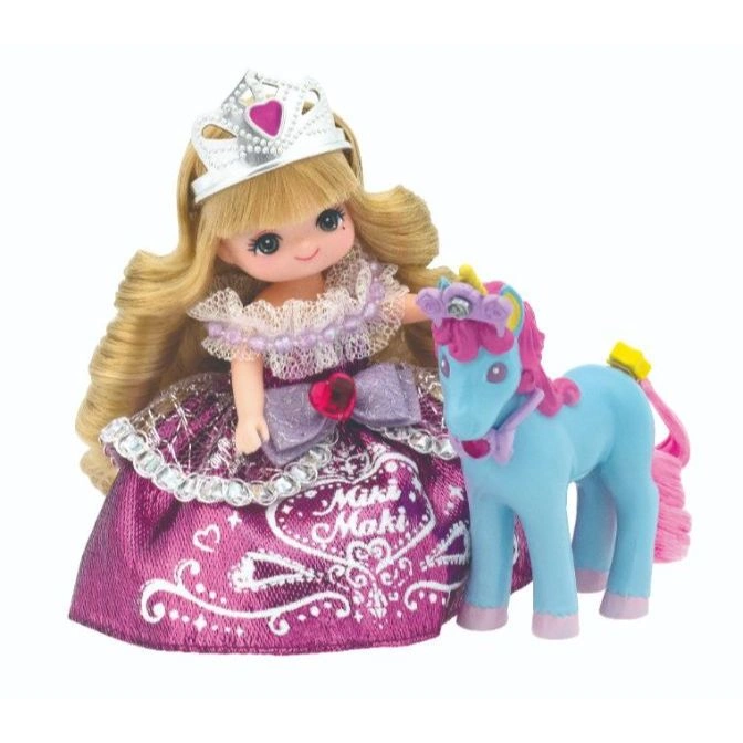 Doll princess with crown and toy pony.