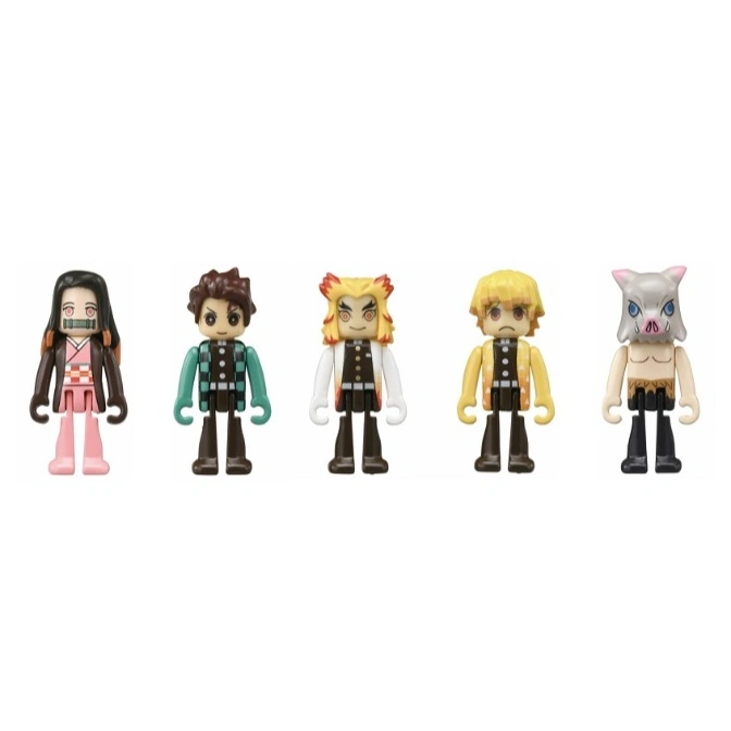  Demon Slayer building block figures: Nezuko, Tanjiro, Rengoku, Zenitsu, Inosuke.