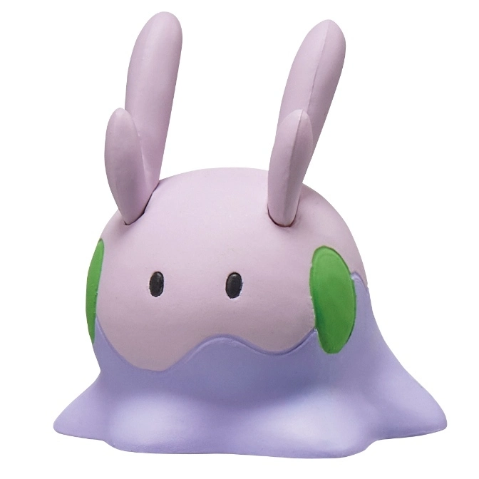 Lilac Goomy figurine with green spots and antennae.