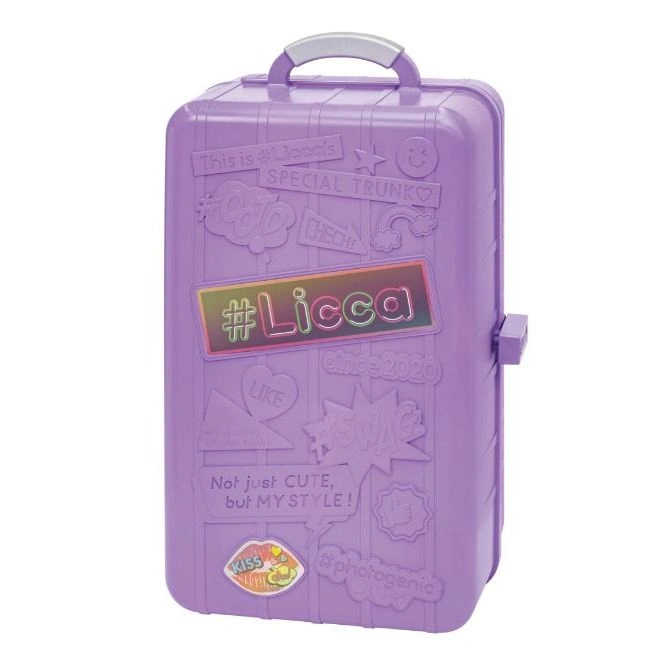  Purple Licca-chan toy suitcase with handle and stickers, including the hashtag #Licca.