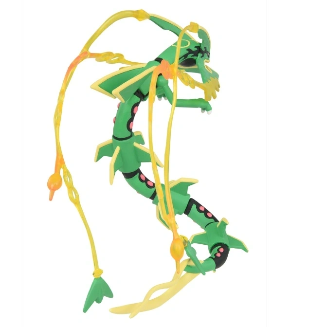  Green Rayquaza toy figure with yellow accents and flowing yellow streamers.
