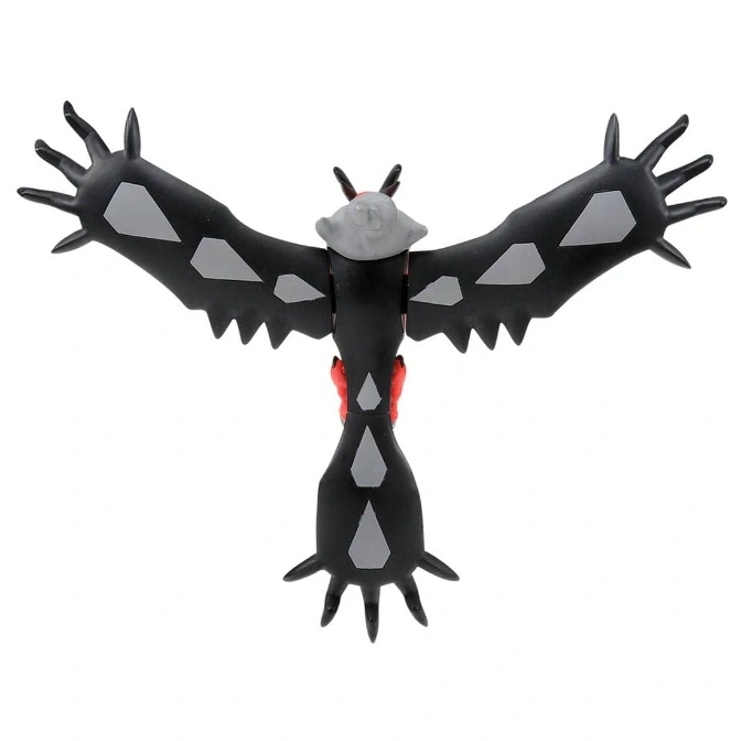  Yveltal Pokémon toy with outstretched wings, black body, gray accents, and red details.