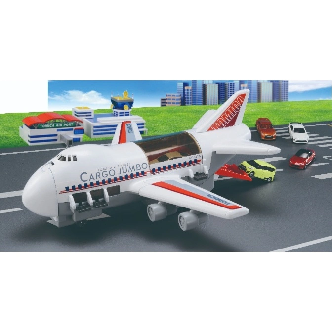  Tomica Cargo Jumbo jet toy with cars and airport playset.