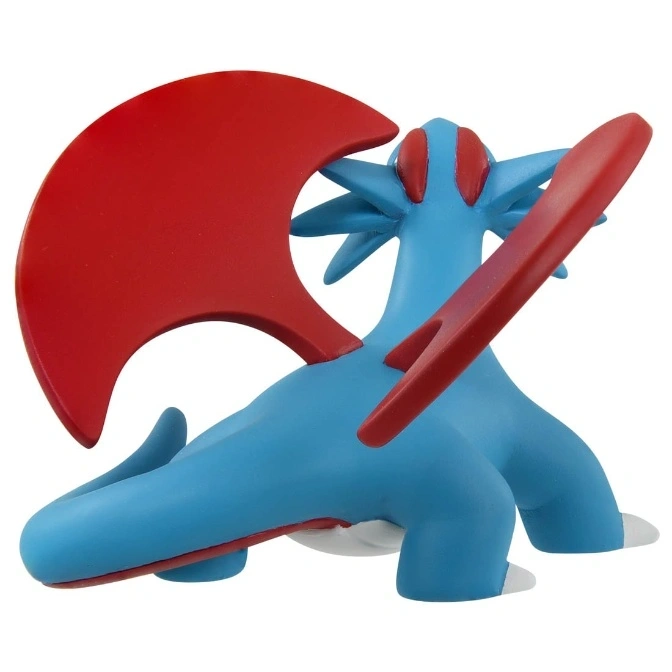  Blue Salamence toy with red wings and accents, posed in a standing position.