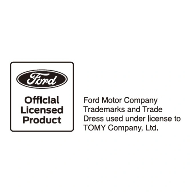  Ford official licensed product logo with trademark information for TOMY Company, Ltd.