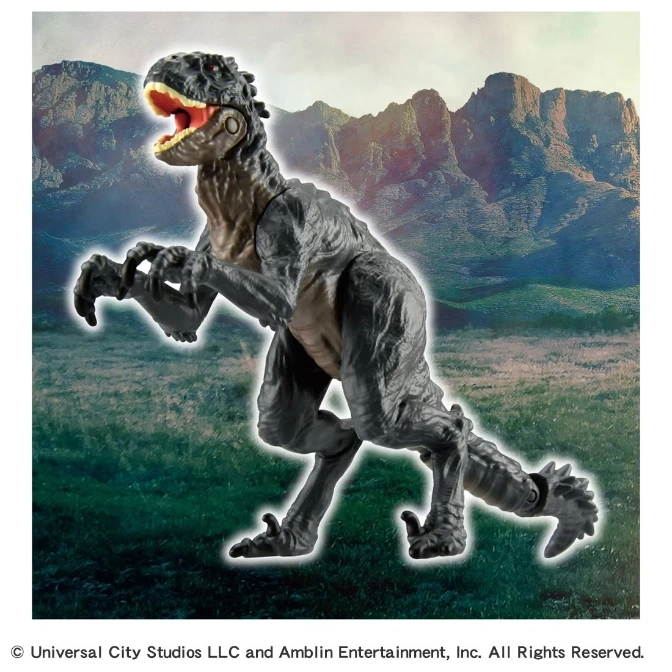  Jurassic World Thrash 'N Devour Tyrannosaurus Rex action figure with chomping action in a mountain scene.