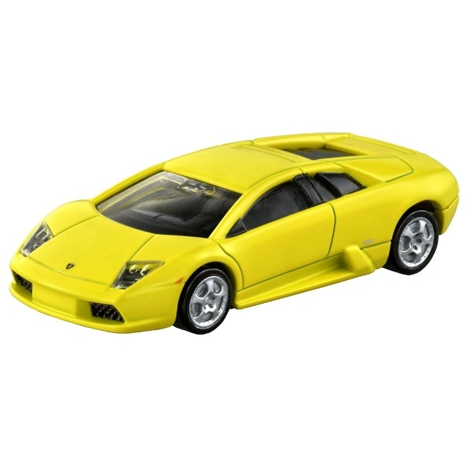 Yellow toy Lamborghini Murciélago with silver wheels.