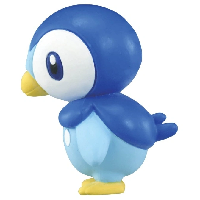  Piplup figurine: blue head and back, light blue belly, yellow beak and feet.