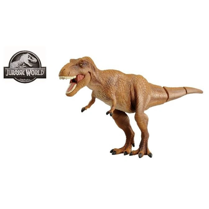Jurassic World T-Rex toy with articulated limbs and realistic details.