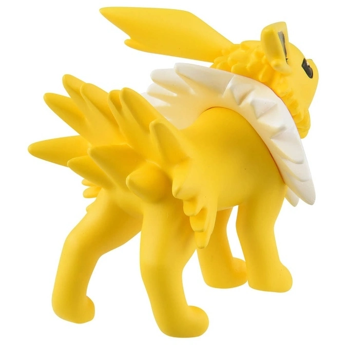  Yellow Jolteon toy figure with white neck frill and spiky fur.