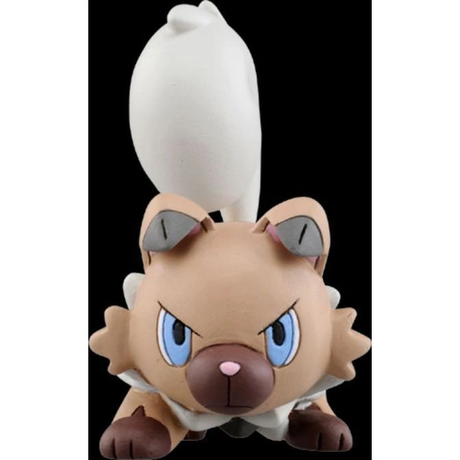 Rufflet Pokémon toy with a white tail, brown fur, and blue eyes.