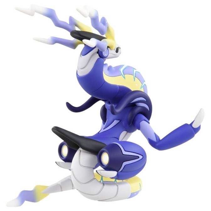 Xerneas toy figure with blue, white, and yellow details in a dynamic pose.