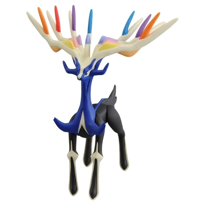 Xerneas figurine with colorful antlers and blue body.