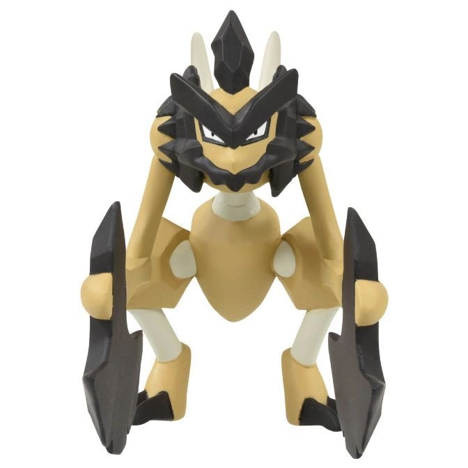  Aegislash Pokémon toy figure with black and tan coloring, standing with blade arms forward.