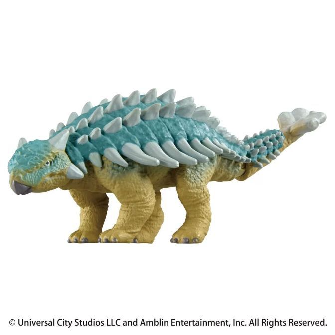  Ankylosaurus toy with blue armor and a club tail.