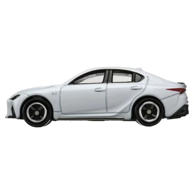  Silver Lexus IS toy car, side view. Black wheels, sleek design.