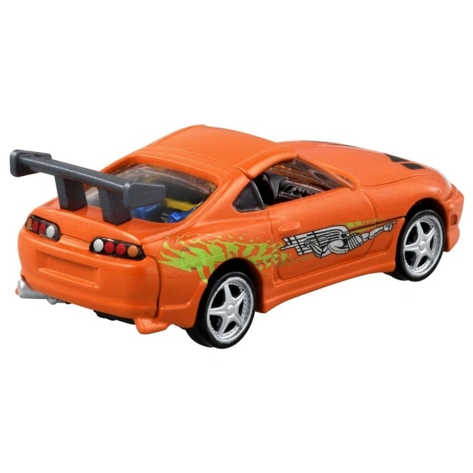  Orange toy Supra with a spoiler and side decals.