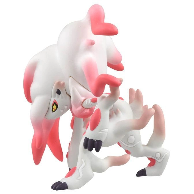 White and pink Zoroark Hisuian Form toy figure in a dynamic pose.