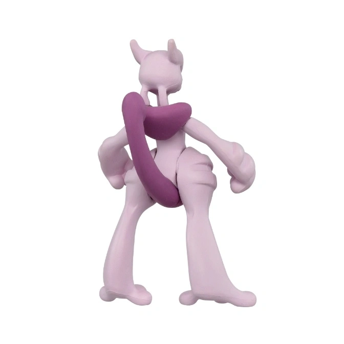  Mewtwo figurine, rear view. Lavender with a purple tail.