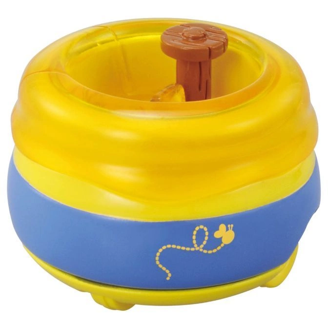  Winnie the Pooh honey pot toy with a blue base and a brown honey dipper.