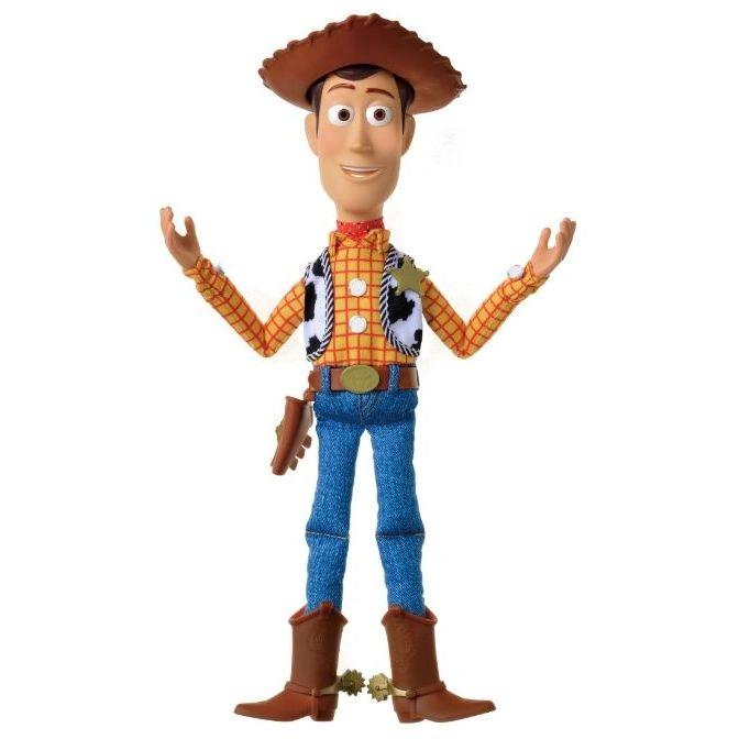  Toy Story Woody doll with hat, vest, jeans, and boots, arms outstretched.