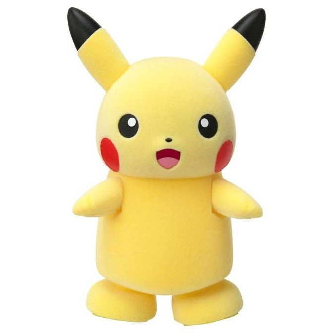  Yellow Pikachu toy with black-tipped ears, red cheeks, and a smiling expression.