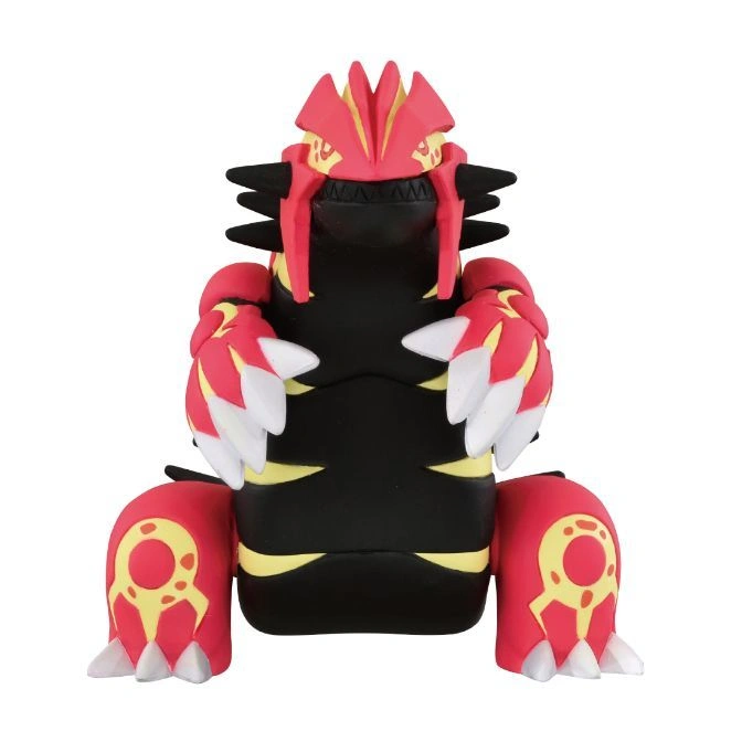  Groudon figure: red, black, and yellow, with large claws and circular patterns on its legs.