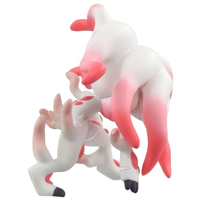  White and pink toy figure with long limbs and a rounded body.