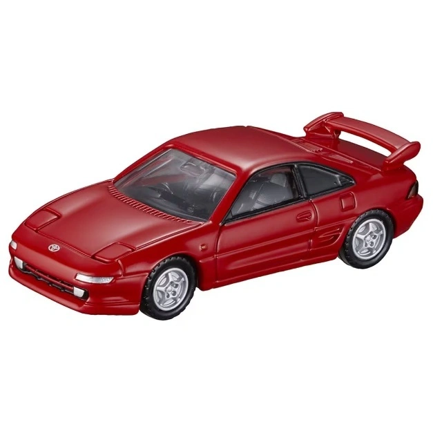 Red Toyota MR2 toy car with spoiler, silver rims.