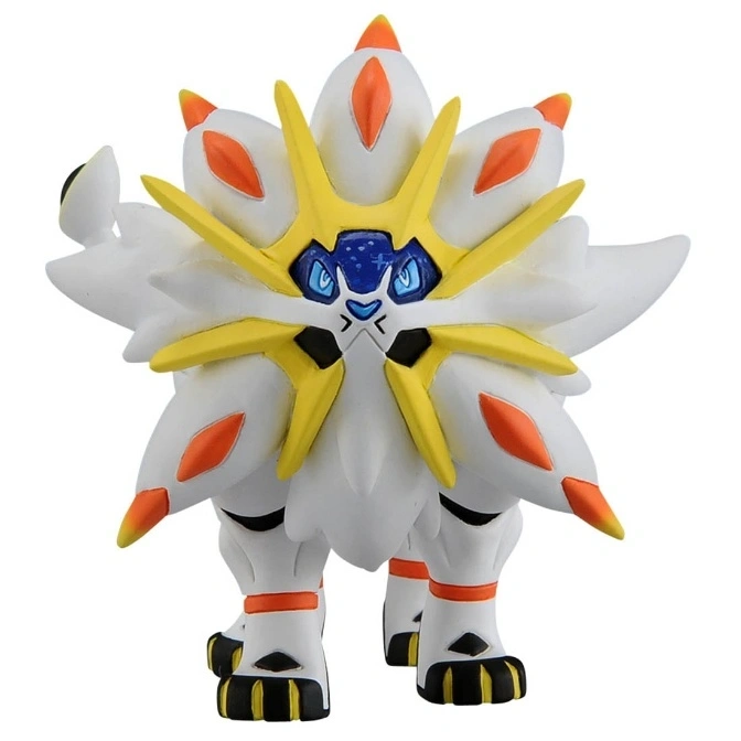  Solgaleo figurine with white fur, yellow mane, and orange accents.