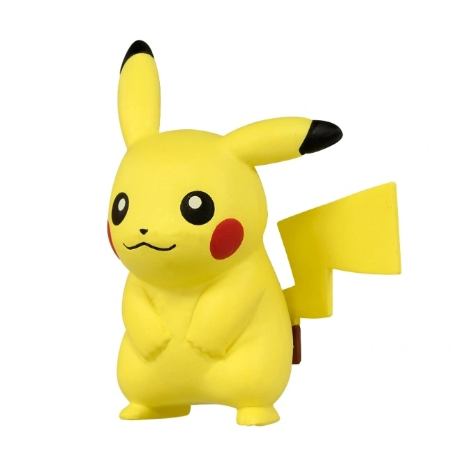 Yellow Pikachu toy figure with black-tipped ears and red cheeks.