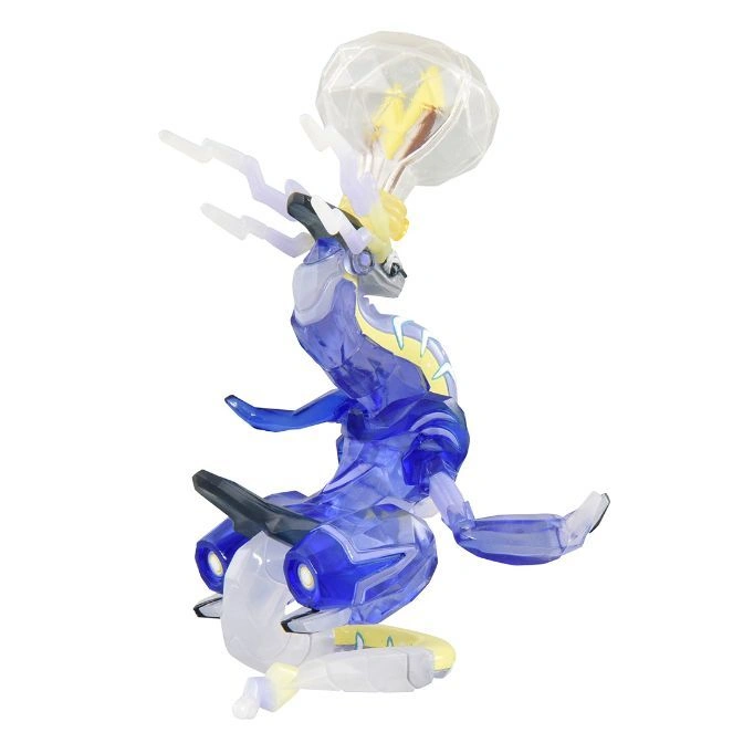  Translucent Miraidon toy figure with blue and yellow accents.