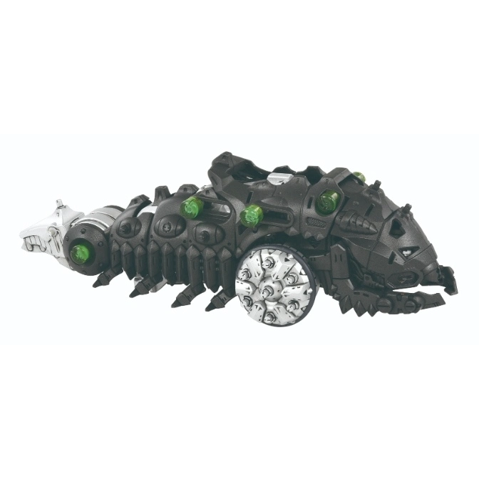  Black and silver Necron Scarab toy with green lights and a spiked roller.