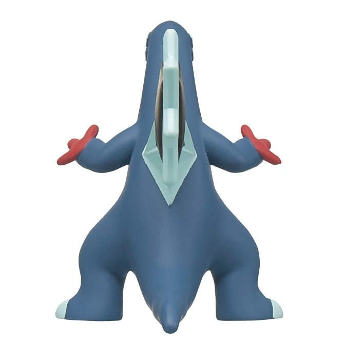  Blue toy figure with red hands and light blue accents, viewed from the back.