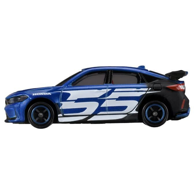  Blue Honda Civic toy car with white racing stripes and the number 55.