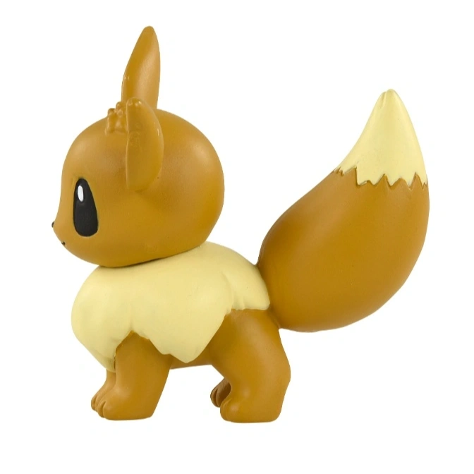  Eevee toy figurine with brown fur, cream mane and tail tip, standing.
