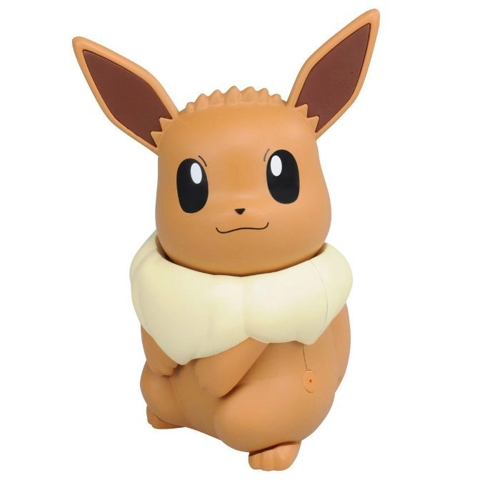 Eevee toy figure with brown fur, large ears, and cream-colored neck fluff.
