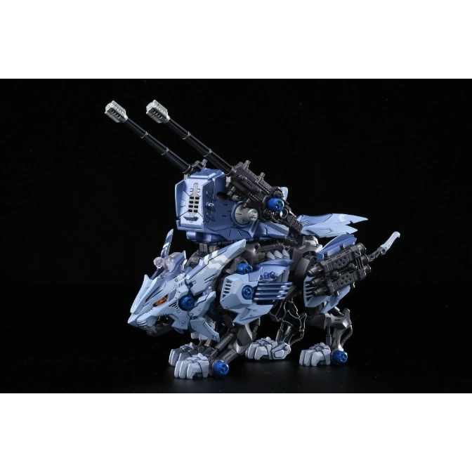 Blue Zoids Liger Zero Panzer with missile pods and cannons.
